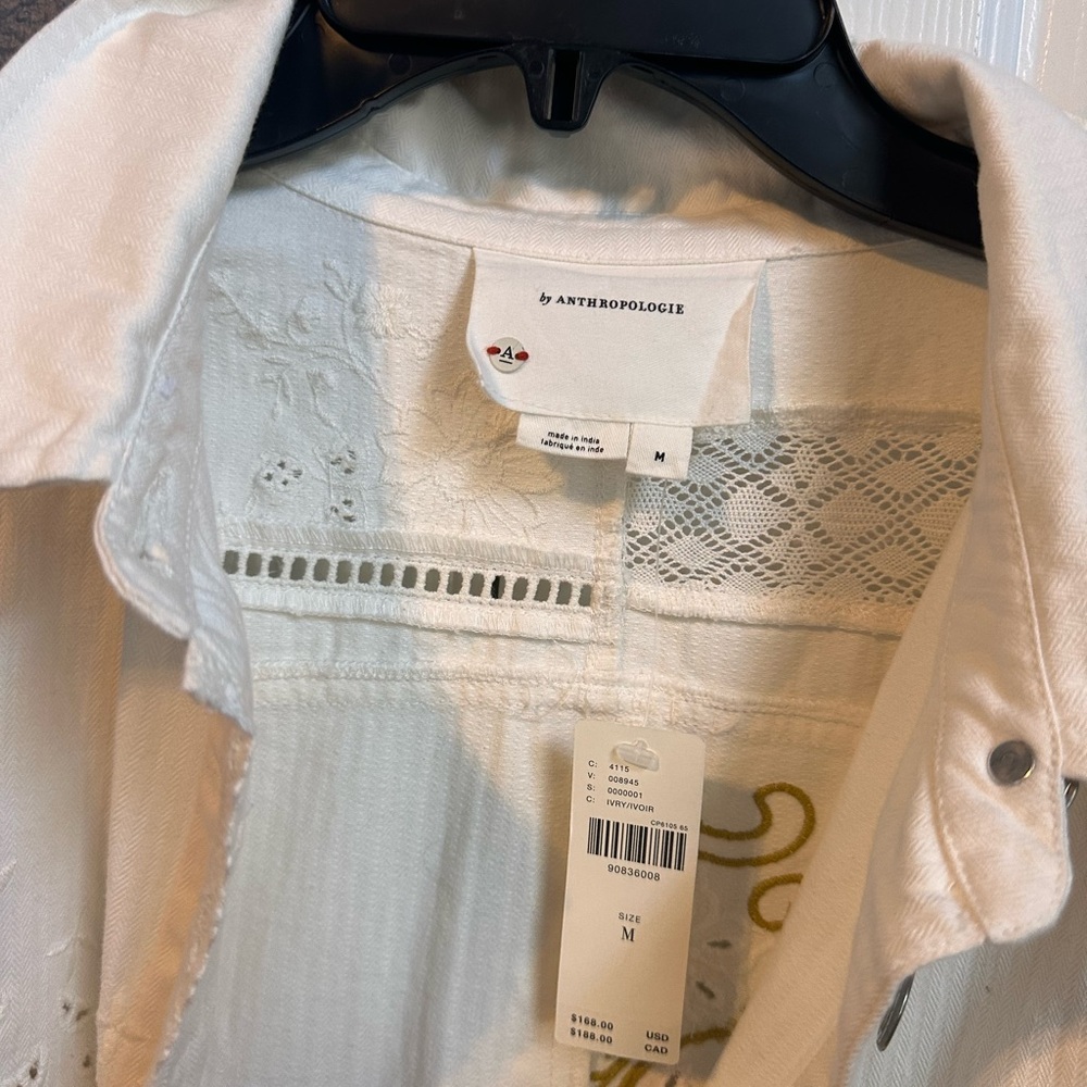 NWT Anthropologie Reworked Embroidered Shirt Jacket Medium - Picture 4 of 9